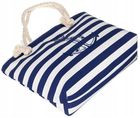 Torebka shopper, biało-granatowa, plażowa