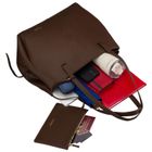 Torebka shopper z etui, brązowa, skóra ekologiczna, Peterson