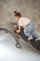 tupti.wood, 2w1: duży bujak montessori + duża zjeżdżalnia, chmurki, szara