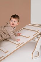 tupti.wood, 3w1: duży bujak montessori + duża zjeżdżalnia, drabinka + blat