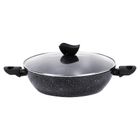Vilde, Black line, patelnia granitowa głęboka ze szklaną pokrywką, 28 cm, 3,5 l
