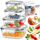 Vilde, pojemniki na żywność szklane z pokrywką i uszczelką, kwadratowe, 4 szt.