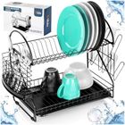 Vilde, suszarka na naczynia, metalowa, czarna, 2-poziomowa, 53-24-38,5 cm