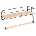 Vilde, wieszak na ręcznik papierowy, z półką, metalowy, czarny, 37-12,5-18,5 cm