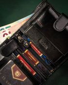 Zestaw prezentowy: Portfel skórzany, Brelok, czarny, Peterson