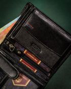 Zestaw prezentowy: Portfel skórzany, Brelok, czarny, Peterson