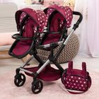 Bayer Design, Xeo Twin, bliźniaczy wózek dla lalek z torbą, bordo