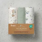 Bocioland, pieluszki muślinowe, zielony, 70-70 cm, 3 szt.