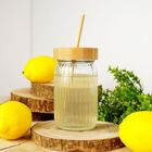 Excellent Houseware, słoik do picia z bambusową pokrywką i słomką, 500 ml