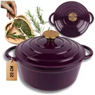 Hage, emaliowany garnek, żeliwny, eggplant, 22 cm, 3l