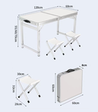 Hedo, zestaw stół turystyczny i 4 krzesła, składany w walizkę, 5w1, brązowy