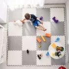 Humbi, mata piankowa, puzzle piankowe, niebieski, szary, ciemnoszary, 60-60 cm, 9 szt.