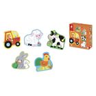 Janod, Farma, drewniane puzzle, 5 układanek