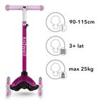 Kidwell, Uno, hulajnoga 3-kołowa LED, balansowa, różowa