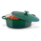 Könighoffer, gęsiarka żeliwna, emaliowana, owalna, szmaragdowa, 6,4 l, 32,5-25-11,8 cm