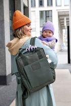 Lassig, Green Label, plecak dla mam z akcesoriami Vividal, kwadratowy, dark olive
