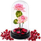 Lean Toys, 2 wieczne róże w kopule, z oświetleniem LED