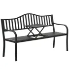Lean Toys, ławka ogrodowa, metalowa, czarna, 150 cm