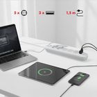 Maclean, listwa zasilająca, 5 gniazd, 3xUSB, 110-240V, AC 50/60HZ, 2.1A, 2500W, biała, 1,5m, MCE395 W