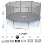 Neo-Sport, trampolina ogrodowa z siatką zewnętrzną i drabinką, 12ft/374 cm