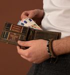 Portfel, brązowy, skórzany, Peterson