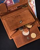 Portfel, brązowy, skórzany, Peterson