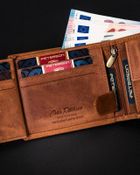 Portfel, brązowy, skórzany, RFID, Peterson