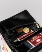 Portfel na karty, czarny, skórzany, RFID, Peterson