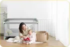 Ricokids, łóżeczko turystyczne, z materacem i torbą, szaro-miętowe