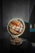 Robotime, Świecący Globus, drewniane puzzle 3D, 180 elementów