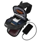 Saszetka na ramię, czarna, skórzana, Rovicky