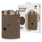 Sipo, Miś, kosz na zabawki XL, premium boucle, zamykany na ściągacz, brązowy