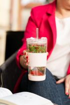 Vialli Design, kubek termiczny szklany ze słomką, 600 ml, różowy Fuori