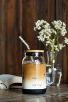 Vialli Design, słoik ze słomką, 600 ml, czarny Fuori