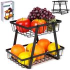 Vilde, koszyk na owoce metalowy, 2-poziomowy, czarny