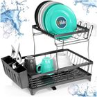 Vilde, suszarka na naczynia, metalowa, czarna, 2-poziomowa, 49,5-30-34 cm