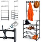 Vilde, wieszak na ubrania z regałem na buty, metalowy, czarny, 57-28-156 cm