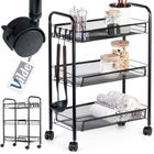 Vilde, wózek do przechowywania, metalowy czarny, 3-poziomowy