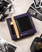 Zestaw prezentowy: Portfel, Brelok, czarny, skórzany, Peterson