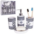 Bathroom Solutions, zestaw łazienkowy ceramiczny, biały marynistyczny, 4 elementy