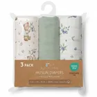 Bocioland, pieluszki muślinowe, zielony, 70-70 cm, 3 szt.