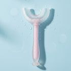 Bocioland, szczoteczka silikonowa w kształcie litery U do zębów, różowa