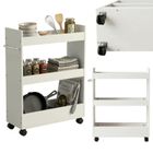 Boximo, Movo, wąski regał kuchenny na kółkach, trzy półki, 60-79-22 cm