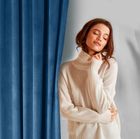 Eurofirany, zasłona zaciemniająca gotowa, na taśmie, Rosa, 140-270 cm, granatowy