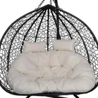 HaloFuture, fotel wiszący, dwuosobowy, kokon, czarny, beżowa poduszka