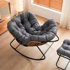 HaloFuture, nowoczesny fotel bujany z podnóżkiem, skandynawski kokon, szary