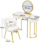 Hedo, Verdrid, toaletka kosmetyczna z lustrem LED, z krzesłem, biała, 100 cm