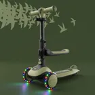 Kinderkraft, Halley 2, hulajnoga 3-kołowa, balansowa 2w1, LED, Grassland Green