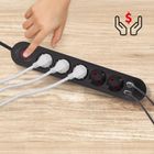 Maclean, listwa zasilająca, 5 gniazd + 3xUSB, czarna, 110-240V, AC 50/60HZ, 2.1A, MAX 2500W, 1,5m