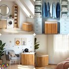 Massido, bambusowy kosz na pranie z pokrywą, 100l